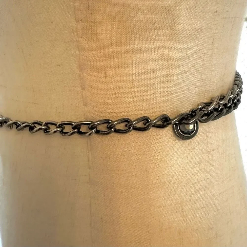 Flower rhinestone chain belt